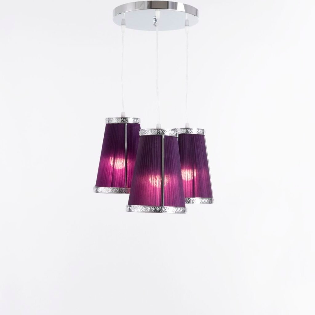 Round Bell 3 Lights Chrome × Purple Pendant