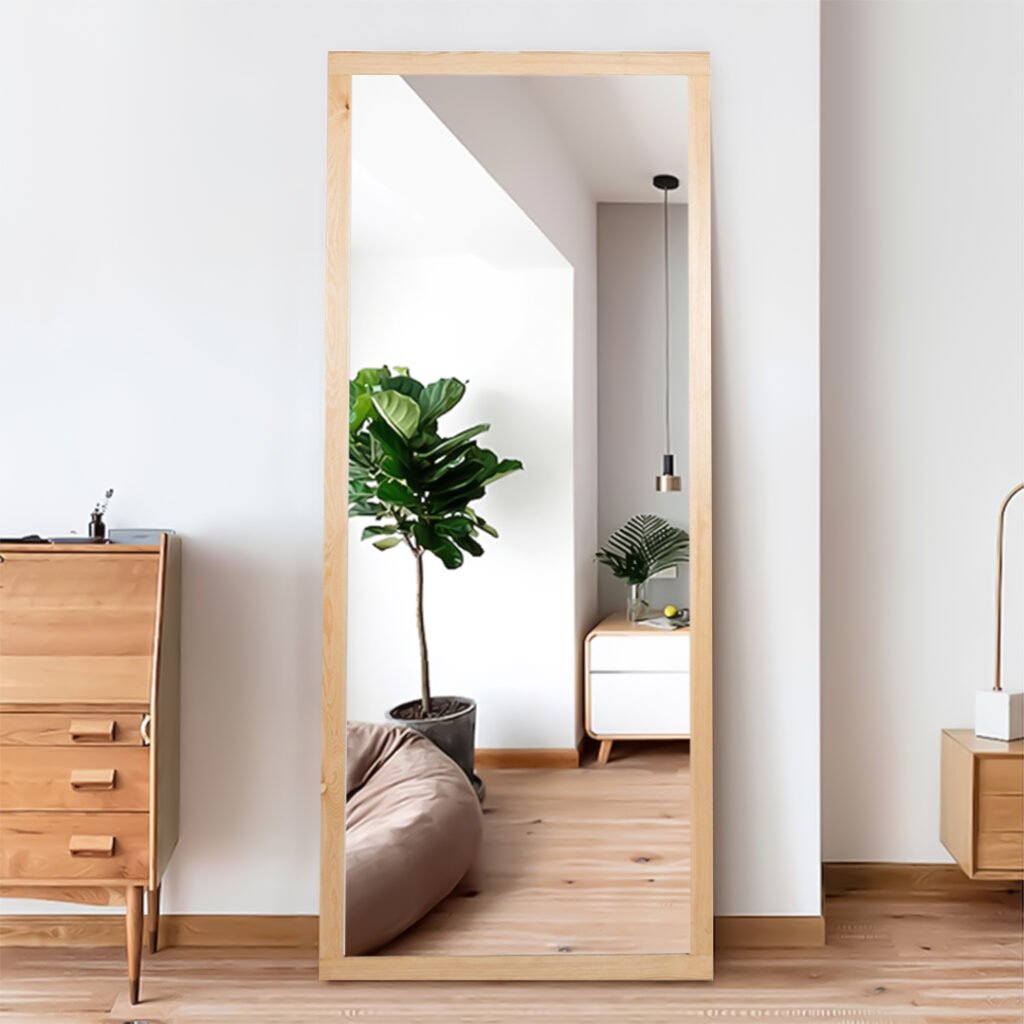 مرآة خشبية صلبة 170 × 70 سم
