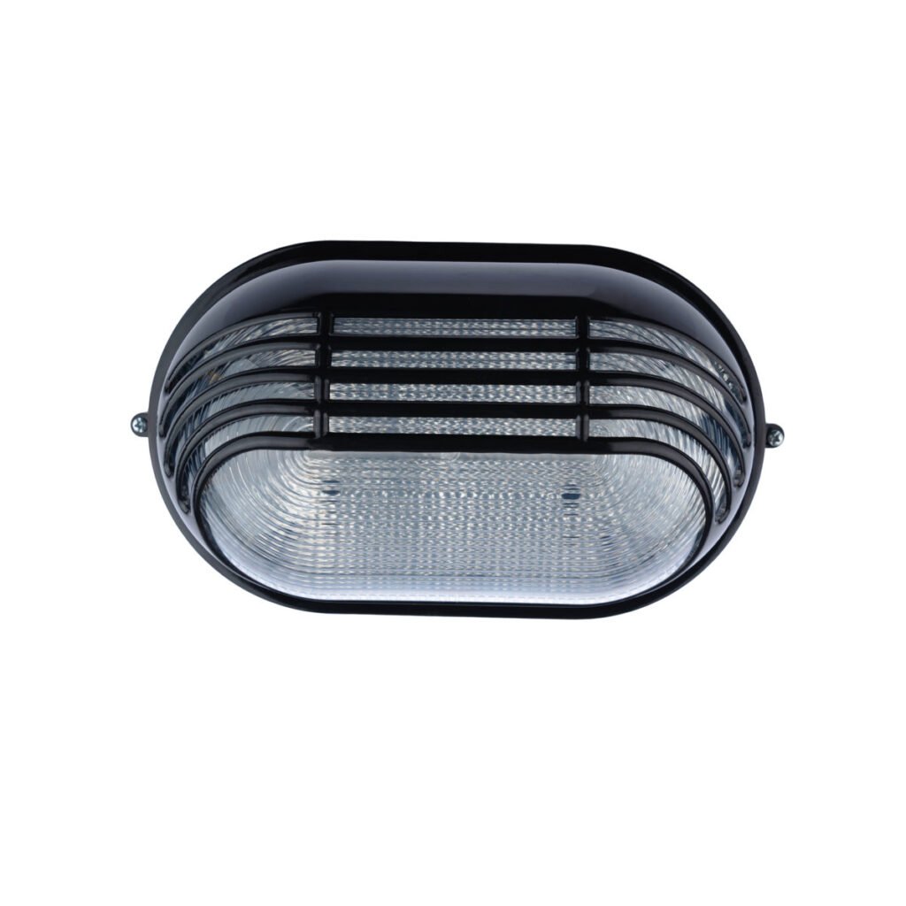 Bulkhead Oval 1 Light Black DownLight